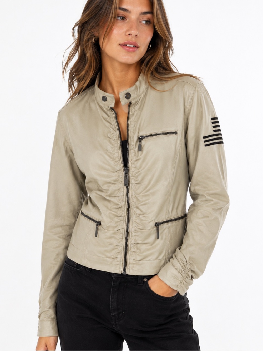 William Rast Bomber / Military style khaki crop light 100% cotton jacket